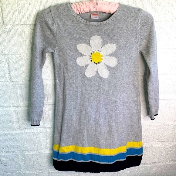 Gymboree Knit Sweater Girls Kids Flower Daisy Jewel Sweater Dress sz 7 - Picture 1 of 6